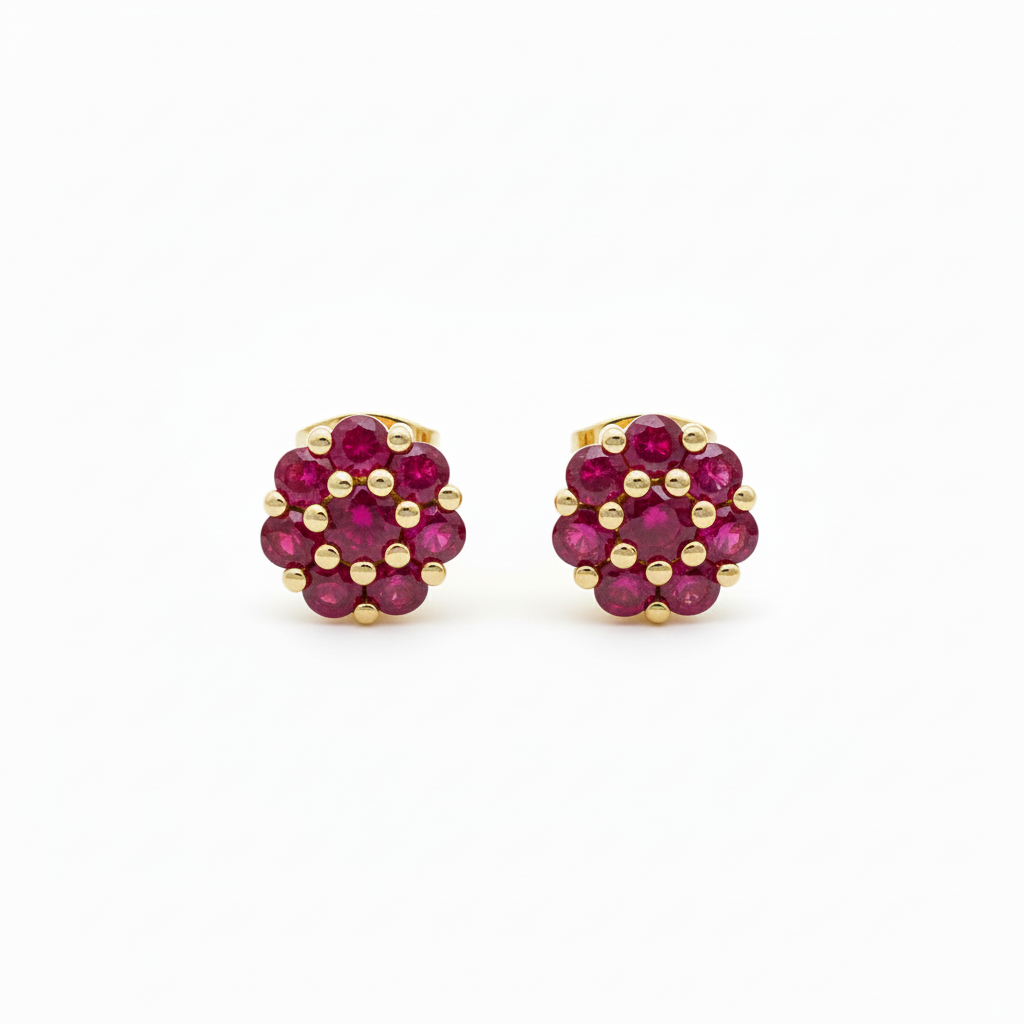 Coppia di orecchini magic misura grande zirconi rosse in argento 925 nickel free