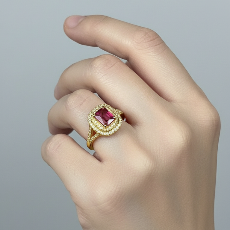 Anello Queen in argento 925 con cuscino di pietre bianche e centrale di colore