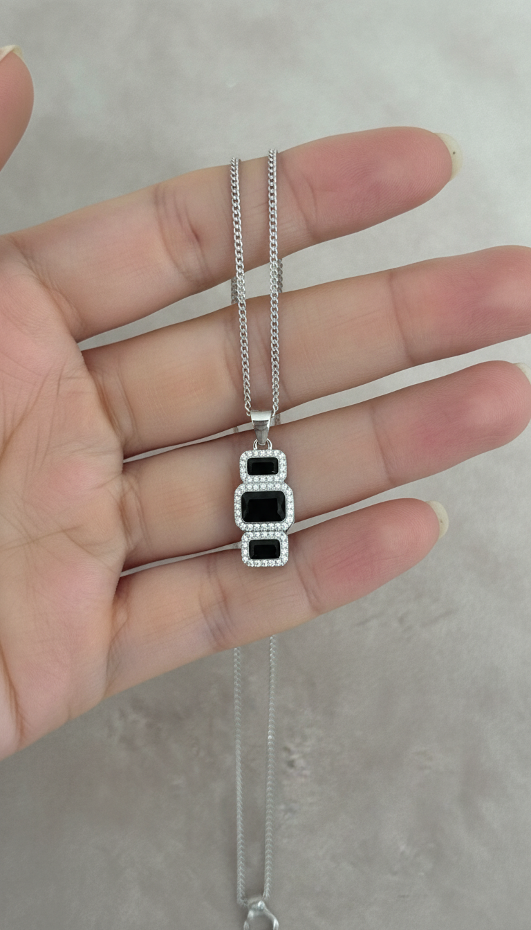 Collana Royal Blu Trilogy in argento 925 con catena groumette