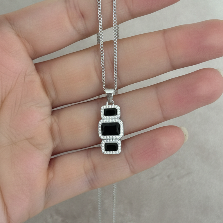Collana Royal Blu Trilogy in argento 925 con catena groumette
