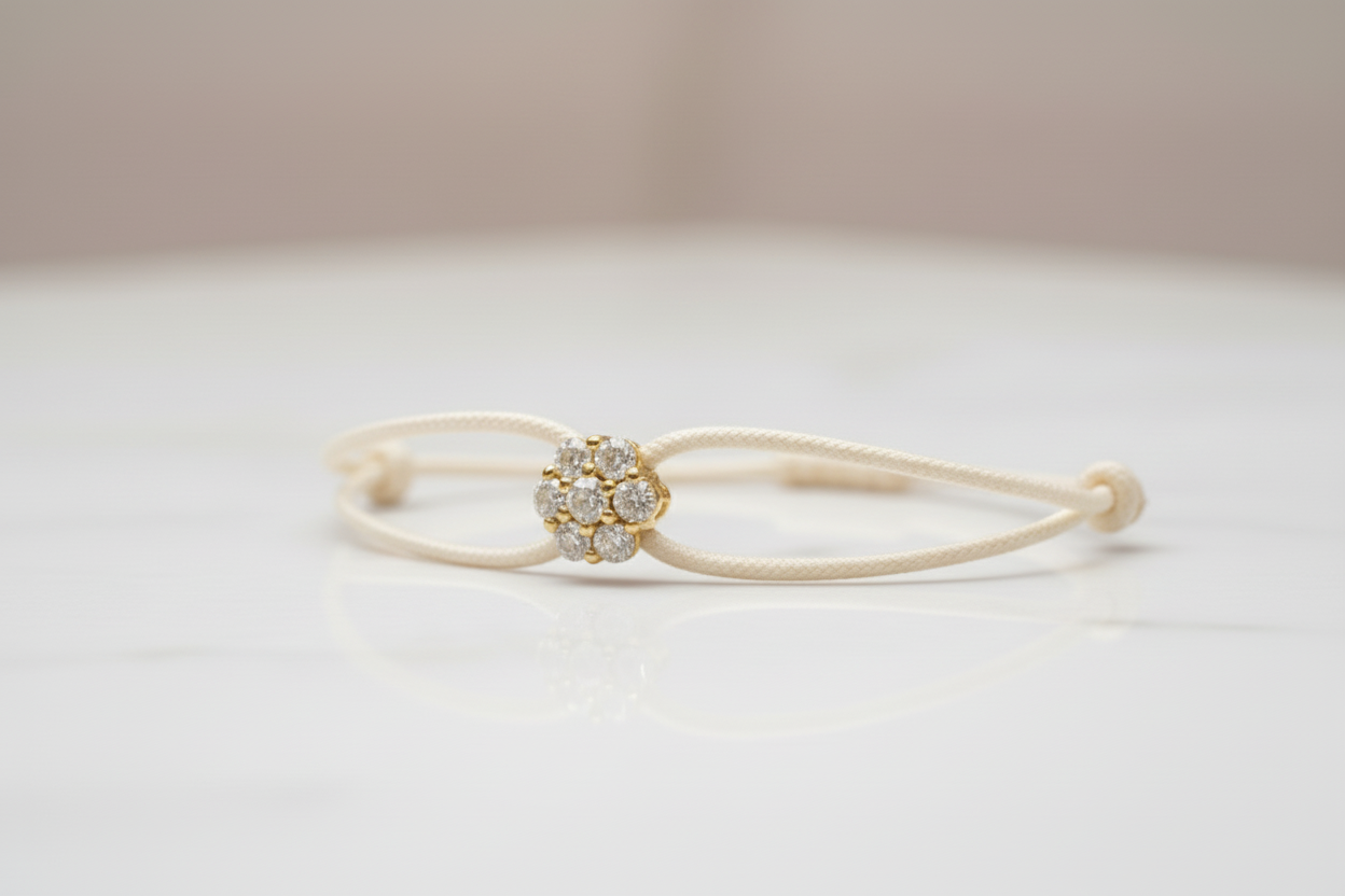 Bracciale Lumière avory con fiore in argento 925 e zirconi bianchi