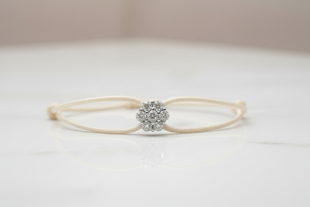 Bracciale Lumière avory con fiore in argento 925 e zirconi bianchi