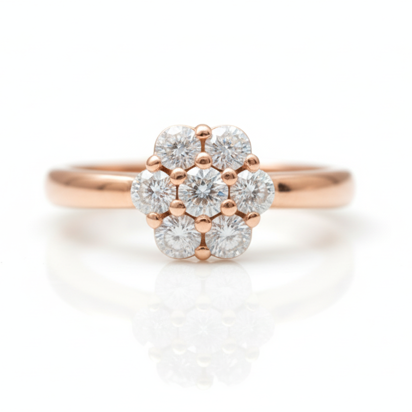 Anello fiore in argento 925 con zirconi bianchi