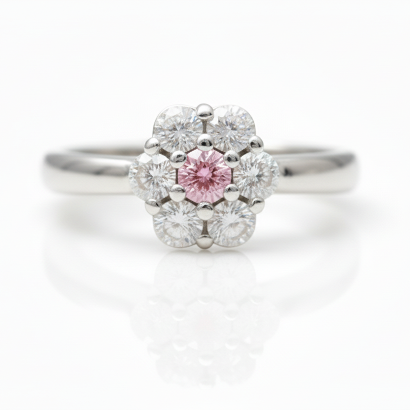 Anello fiore in argento 925 con zirconi bianchi