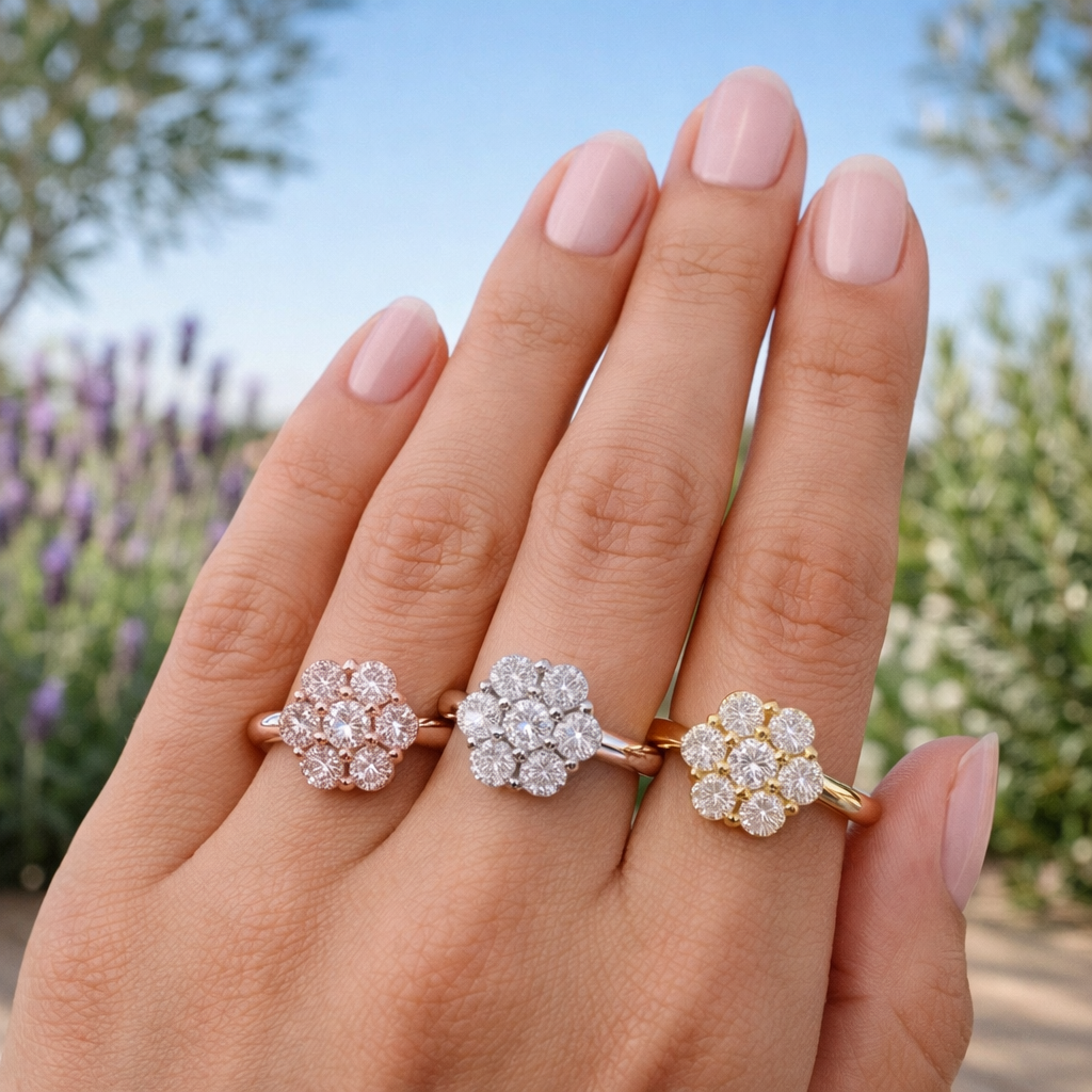 Anello fiore in argento 925 con zirconi bianchi