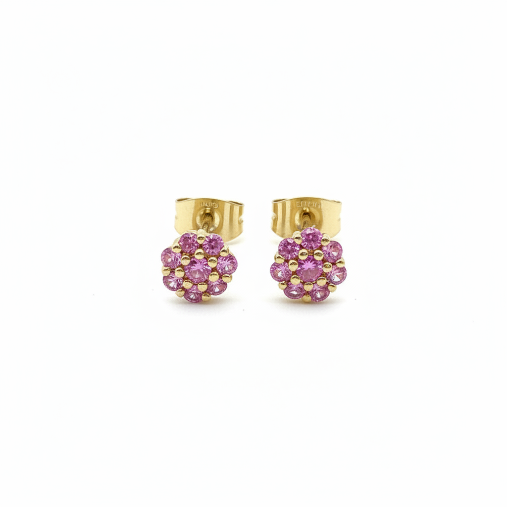Coppia di orecchini magic misura piccola con zirconi rosa in argento 925 nickel free