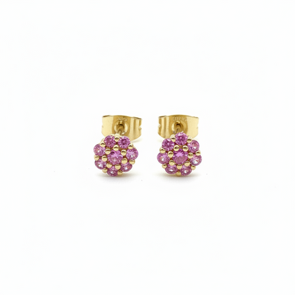 Coppia di orecchini magic misura piccola con zirconi rosa in argento 925 nickel free