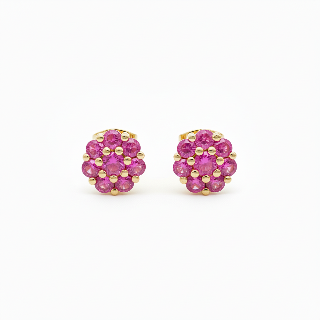 Coppia di orecchini magic misura grande zirconi rosa in argento 925 nickel free