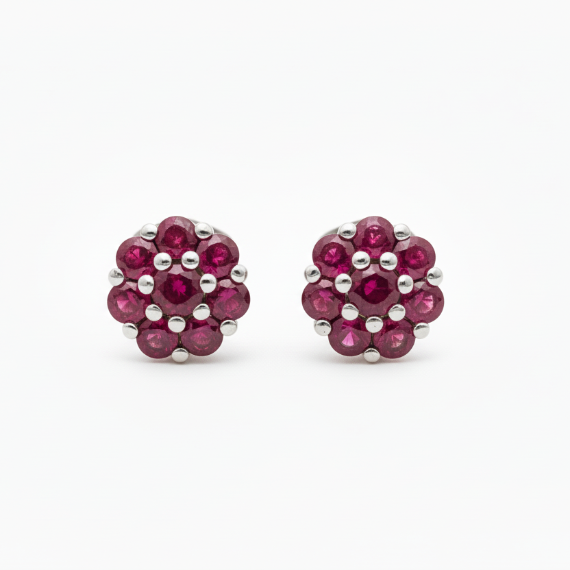Coppia di orecchini magic misura grande zirconi rosse in argento 925 nickel free