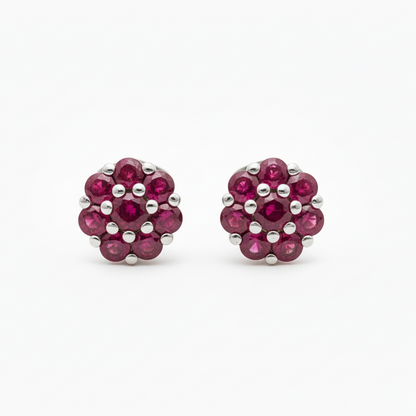 Coppia di orecchini magic misura grande zirconi rosse in argento 925 nickel free
