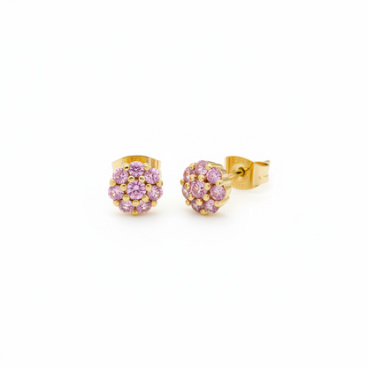 Coppia di orecchini magic misura media con zirconi rosa in argento 925