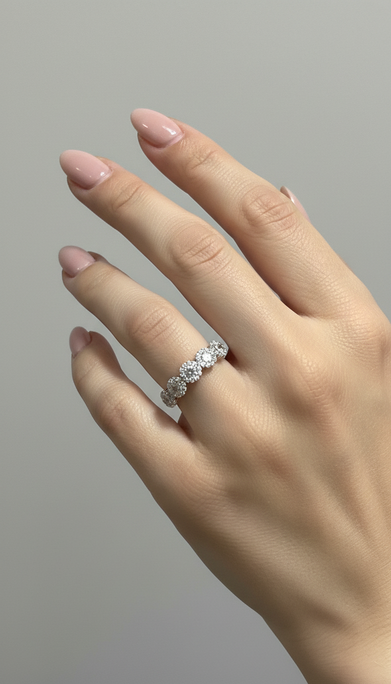 Anello veretta a fior di luce in argento 925