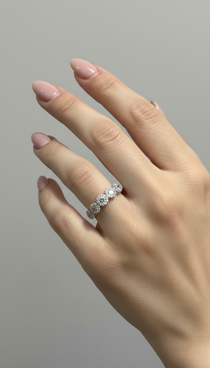 Anello veretta a fior di luce in argento 925