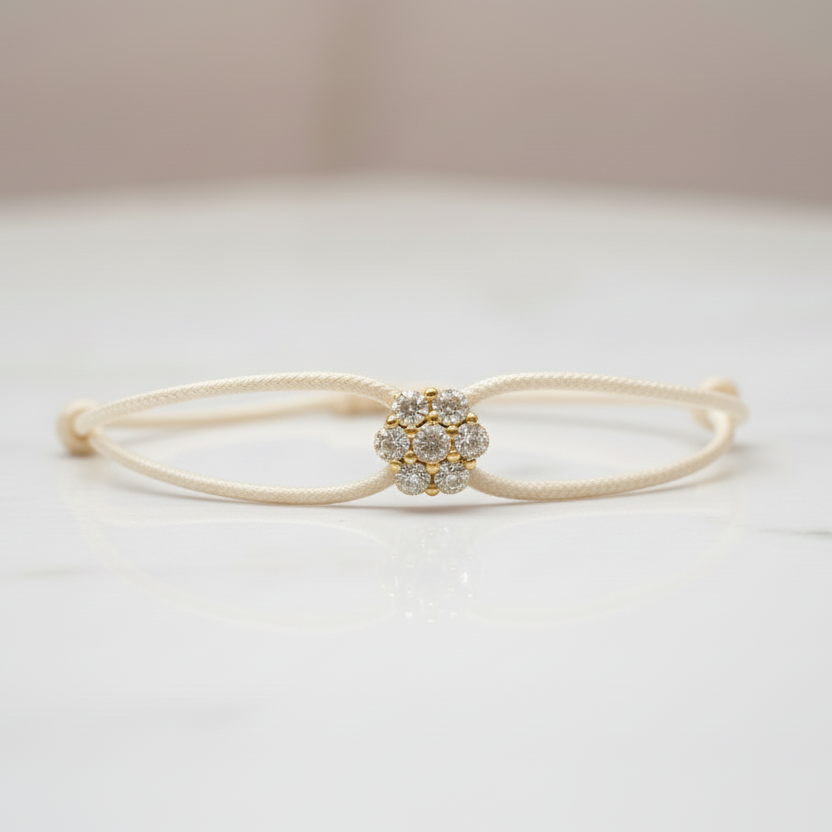 Bracciale Lumière avory con fiore in argento 925 e zirconi bianchi