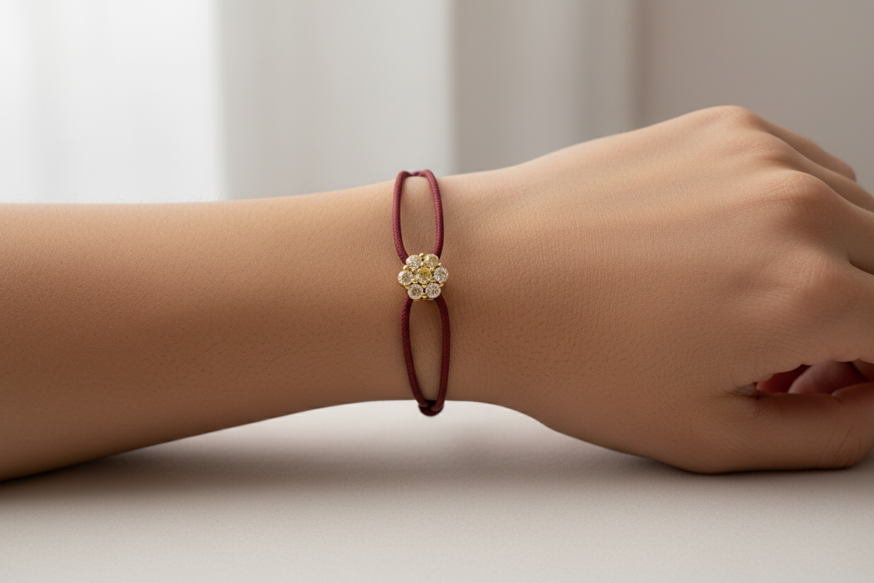 Bracciale Lumière bordeaux con fiore in argento 925 e zirconi bianchi