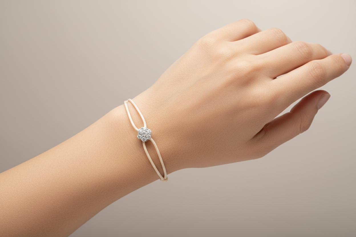 Bracciale Lumière avory con fiore in argento 925 e zirconi bianchi