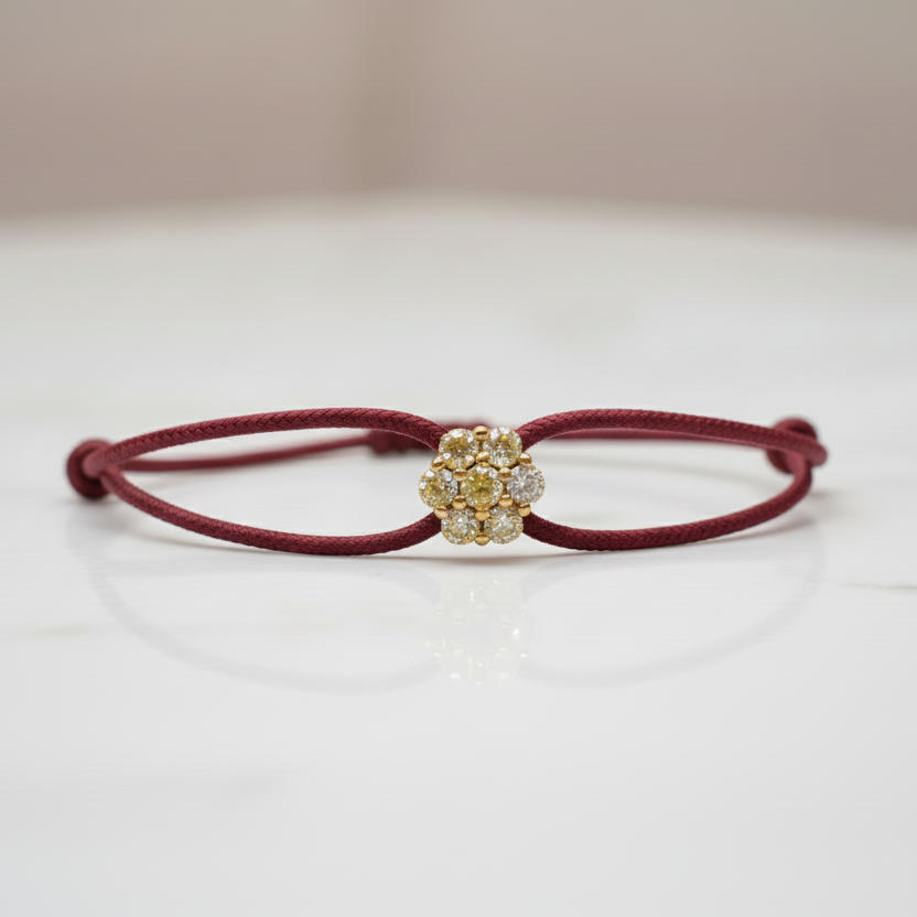 Bracciale Lumière bordeaux con fiore in argento 925 e zirconi bianchi