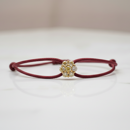 Bracciale Lumière bordeaux con fiore in argento 925 e zirconi bianchi