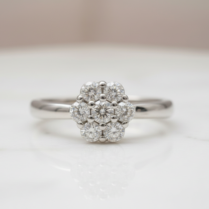 Anello fiore in argento 925 con zirconi bianchi