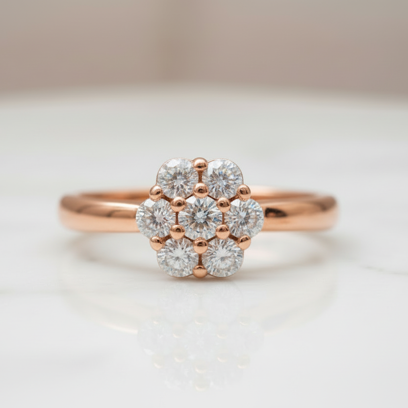 Anello fiore in argento 925 con zirconi bianchi