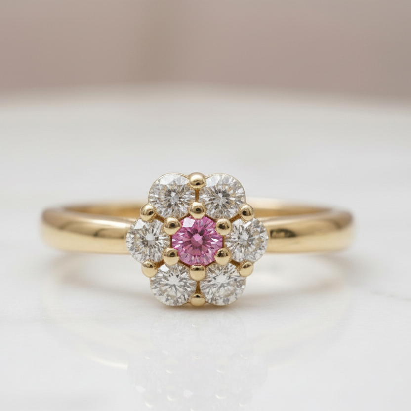 Anello fiore in argento 925 con zirconi bianchi