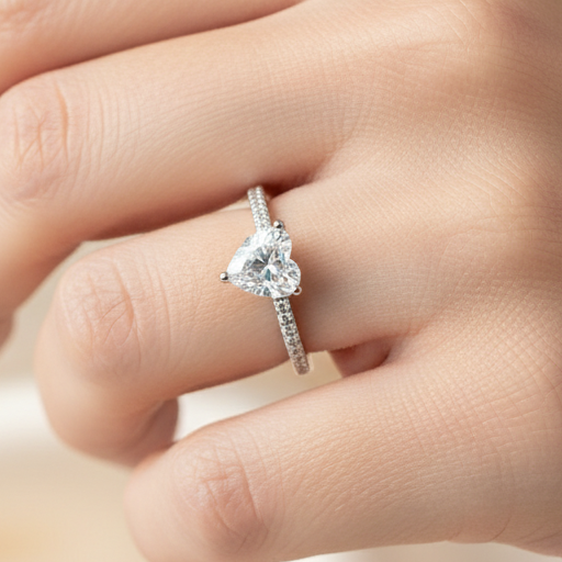 Anello Cuore in argento 925 con zircone a forma di cuore